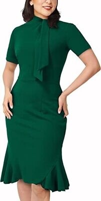 Women&#39;s Tie Neck Bodycon Side Flare Tail Dress