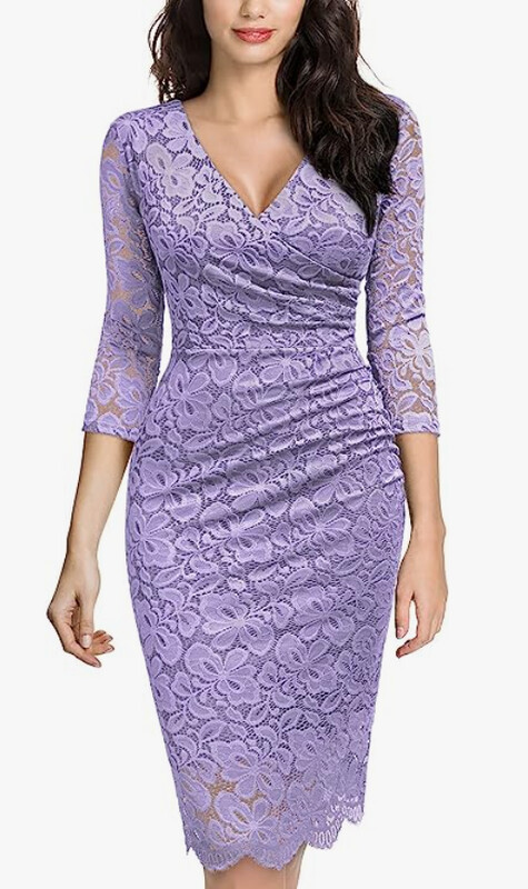 Women&#39;s Floral Lace V Neck Dress