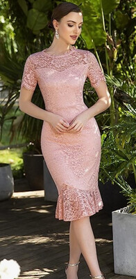 Women&#39;s Floral Lace Short Sleeve Dress