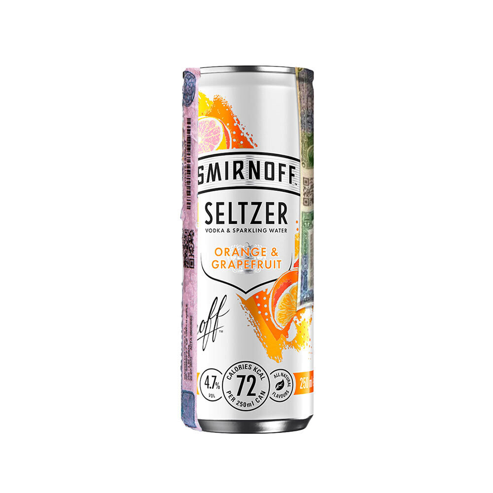 SMIRNOFF SELTZER ORANGE &amp; GRAPEFRUIT LATA 250ML