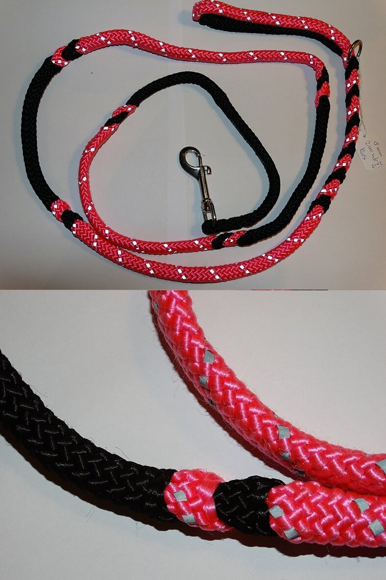 Gevlochten hondenriem 8 mm Ø 200 cm lengte (incl. reflectiestrip)