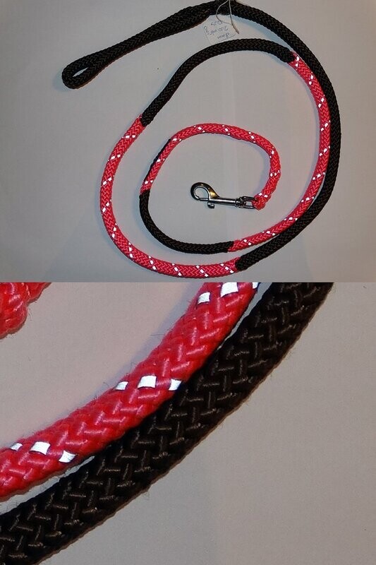 Gevlochten hondenriem 8 mm Ø 200 cm lengte (incl. reflectiestrip)