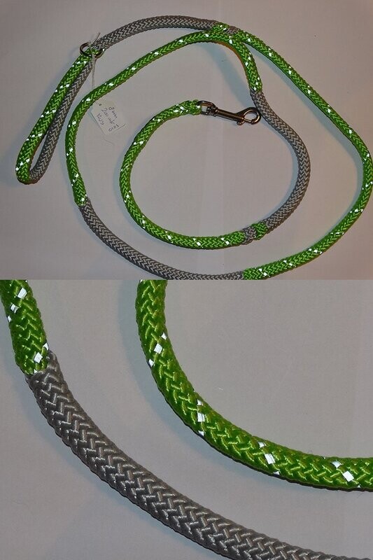 Gevlochten hondenriem 8 mm Ø 200 cm lengte (incl. reflectiestrip)