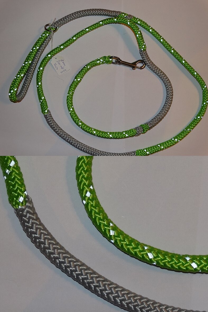 Gevlochten hondenriem 8 mm Ø 200 cm lengte (incl. reflectiestrip)