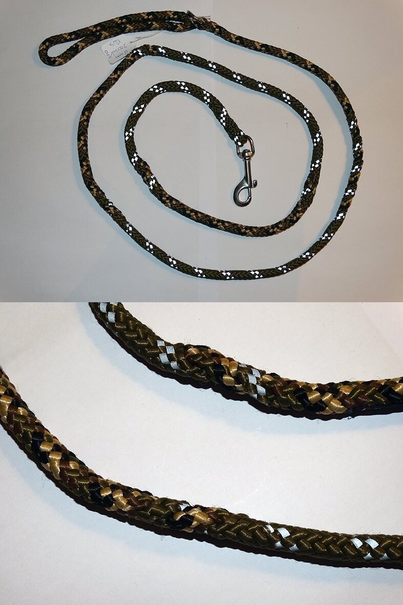 Gevlochten hondenriem 8 mm Ø 200 cm lengte (incl. reflectiestrip)