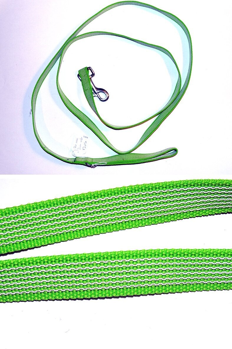 Platte hondenriem 20 mm  200 cm lengte (met rubber grip)