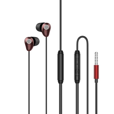 earphone HP66R with Mic 3.5mm Volume Control - Red
