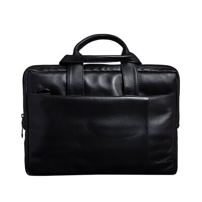 Laptop Shoulder Bag BG61B Leather 14"- Black