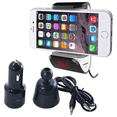 Holder MX444 FM Transmitter QC3 USB Charging 2.4 A - Black