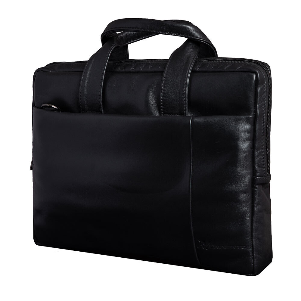 Laptop Shoulder Bag BG61B Leather 14"- Black
