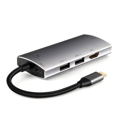 Hub US016 Type-C 5in 1 - 2 USB 2.0 HDMI 4K RJ45 87W PD