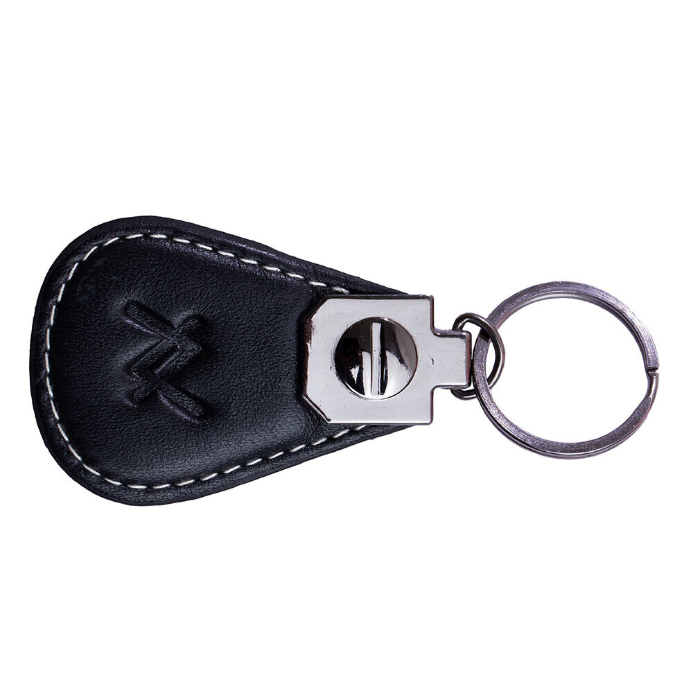 Natural Leather Key Chain - Black
