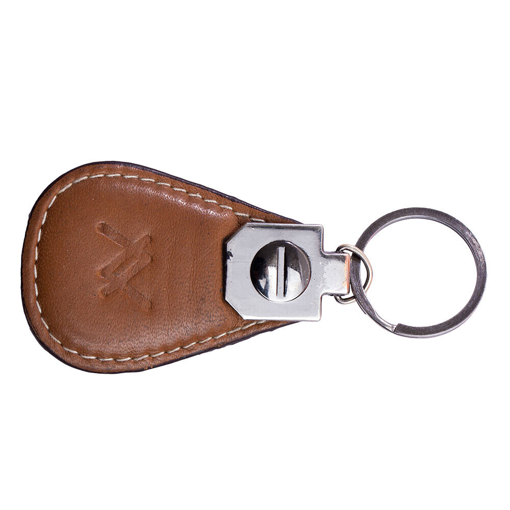 Natural Leather Key Chain - Brown