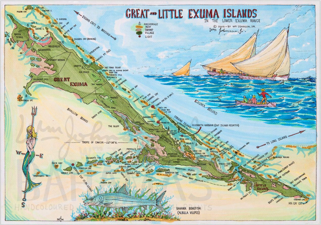 Great &amp; Little Exuma Map