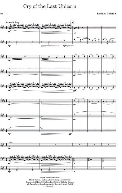 Rossano Galante - Cry Of The Last Unicorn - für Flötenensemble