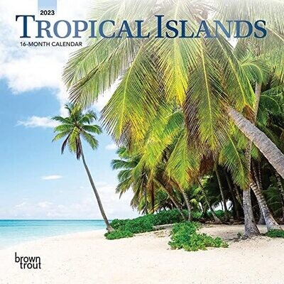 Tropical Islands | 2023 7 X 14 Inch Monthly Mini Wall Calendar | Foil Stamped Cover | Browntrout | Scenic Travel Photography