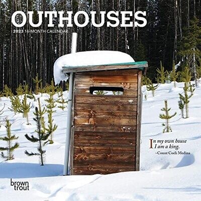 Outhouses | 2023 7 X 14 Inch Monthly Mini Wall Calendar | Browntrout | Toilette Latrine Bog Humor