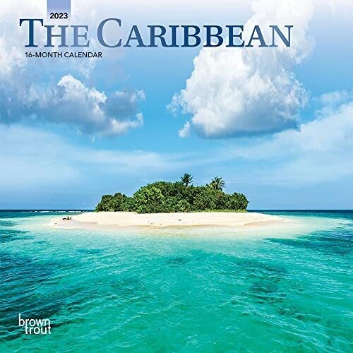 The Caribbean | 2023 7 X 14 Inch Monthly Mini Wall Calendar | Foil Stamped Cover | Browntrout | Travel Nature Beach Tropical
