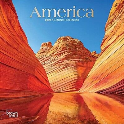 America | 2023 7 X 14 Inch Monthly Mini Wall Calendar | Foil Stamped Cover | Browntrout | Usa United States