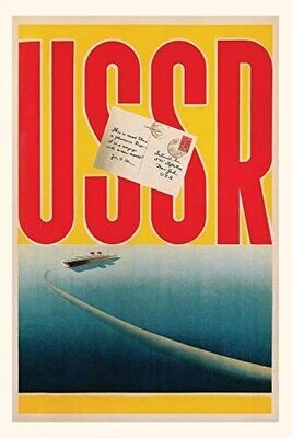 Vintage Journal Ussr Poster With Ship And Letter (Pocket Sized - Found Image Press Journals)