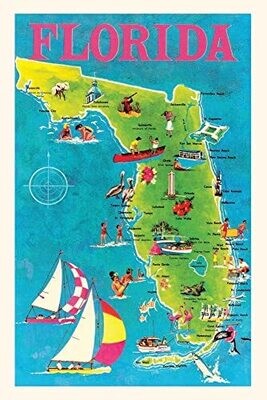 Vintage Journal Map Of Florida (Pocket Sized - Found Image Press Journals)