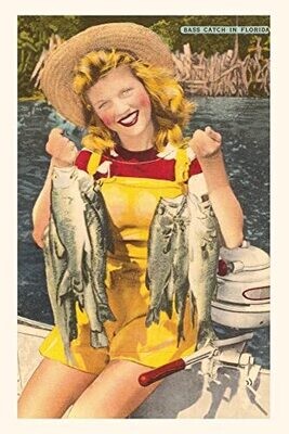 Vintage Journal Woman With Bass, Florida (Pocket Sized - Found Image Press Journals)