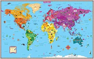 Rand Mcnally Kids' Illustrated World Wall Map - Folded