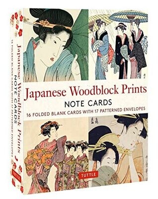 Japanese Woodblock Prints, 16 Note Cards: 16 Different Blank Cards with 17 Patterned Envelopes