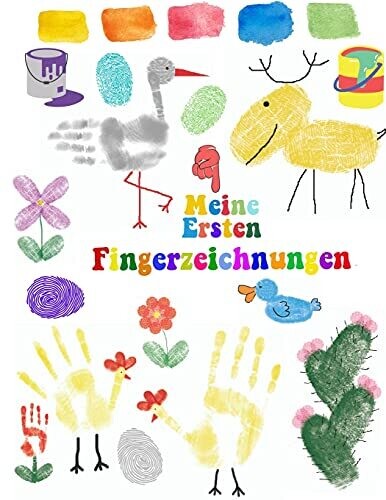 Meine Ersten Fingerzeichnungen: Niedliche Tiere Mit Dem Finger Gemalt, Leicht Zu Zeichnen F??R Kleinkinder Oder Kleine Kinder (German Edition)