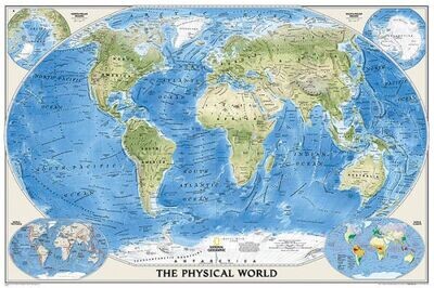National Geographic: World Physical Wall Map - Laminated (45.75 X 30.5 Inches) (National Geographic Reference Map)