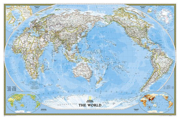 National Geographic: World Classic, Pacific Centered Wall Map - Laminated (46 X 30.5 Inches) (National Geographic Reference Map)