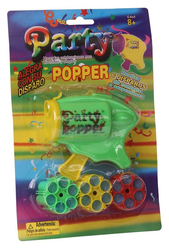 Konfetti pistol + 3 stk Magasiner