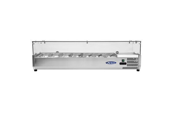 Aufsatzkühlvitrinen  mit Glasaufstaz | 1,6 Meter 1/4 GN Behälter
