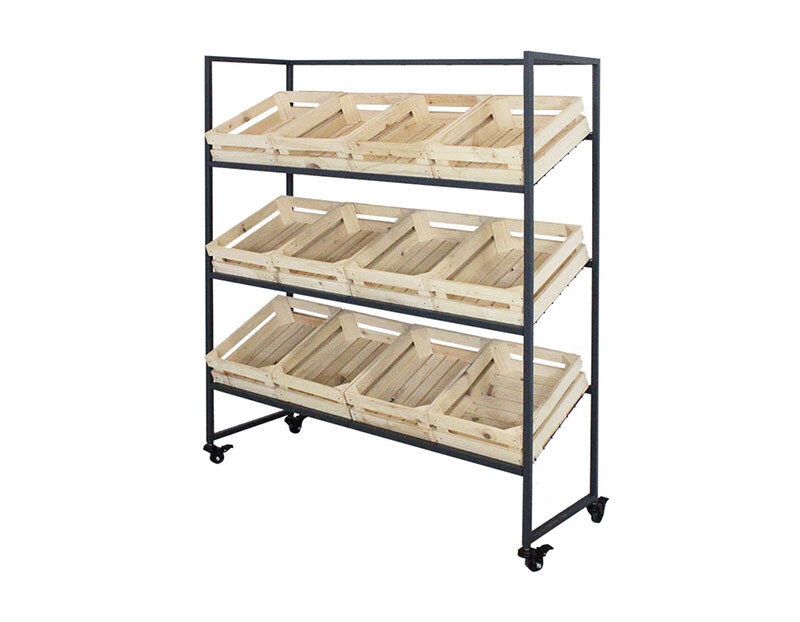 Obst- und Gemüseregal mit 3 Schrägetagen