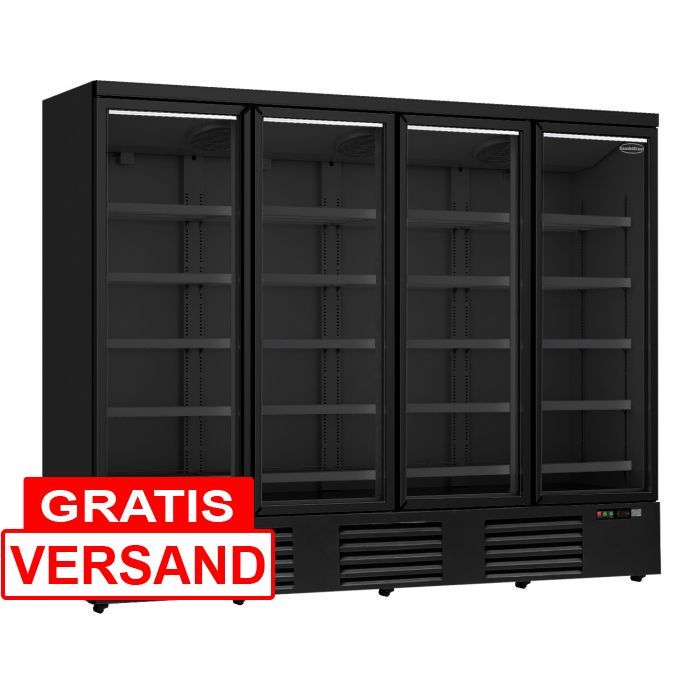 Glastürkühlschrank mit 4 Türen & 2025 Liter | Schwarz