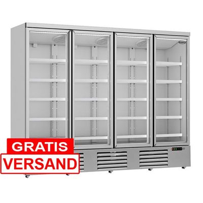 Glastürkühlschrank mit 4 Türen & 2025 Liter | Silber Glastürkühlschrank mit 4 Türen & 2025 Liter | Silber