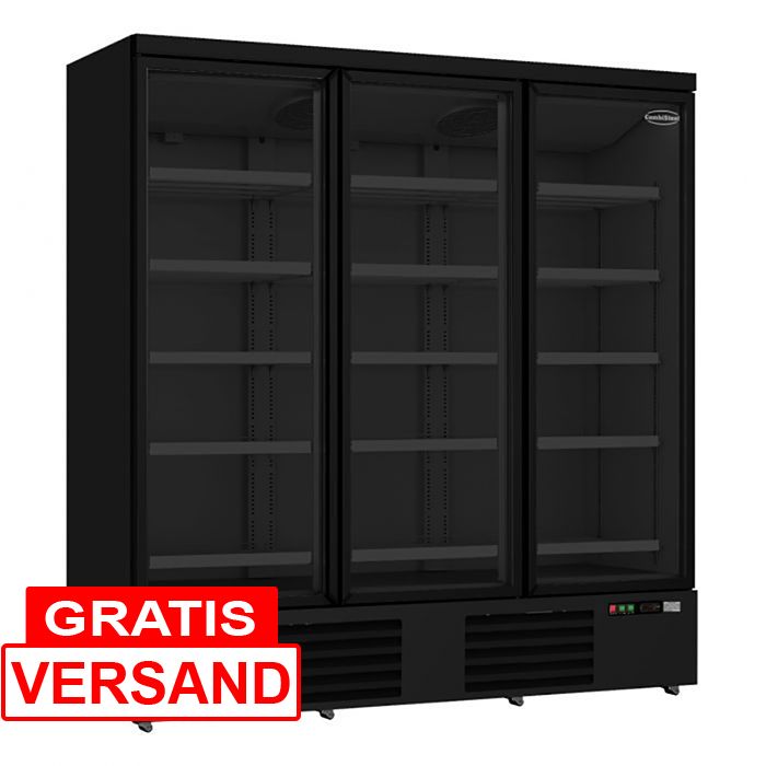 Glastürkühlschrank mit 3 Türen & 1530 Liter | Schwarz