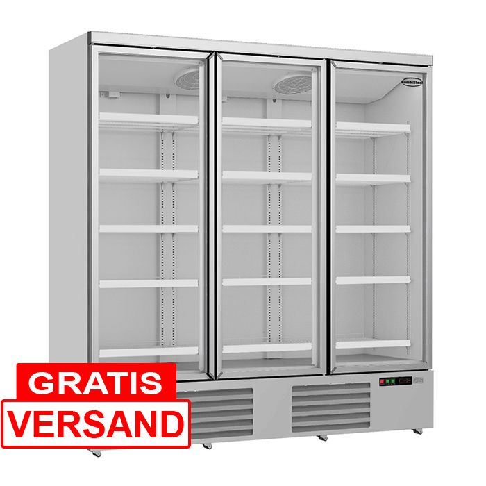 Glastürkühlschrank mit 3 Türen & 1530 Liter | Silber