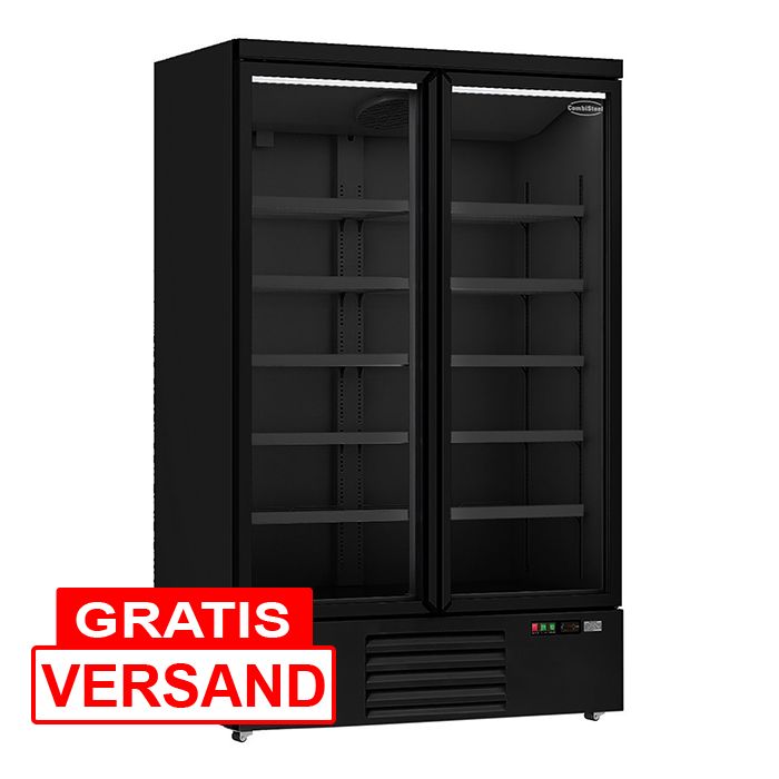 Glastürkühlschrank mit 2 Türen & 1000 Liter | Schwarz