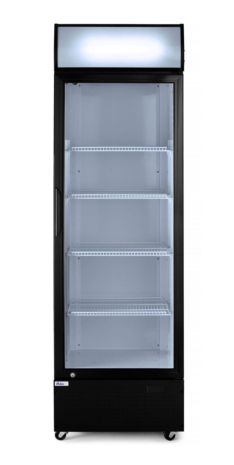 Eintüriger Kühlschrank mit hinterer Bar und hinterleuchteter Blende | Arktic | 254L | Schwarz