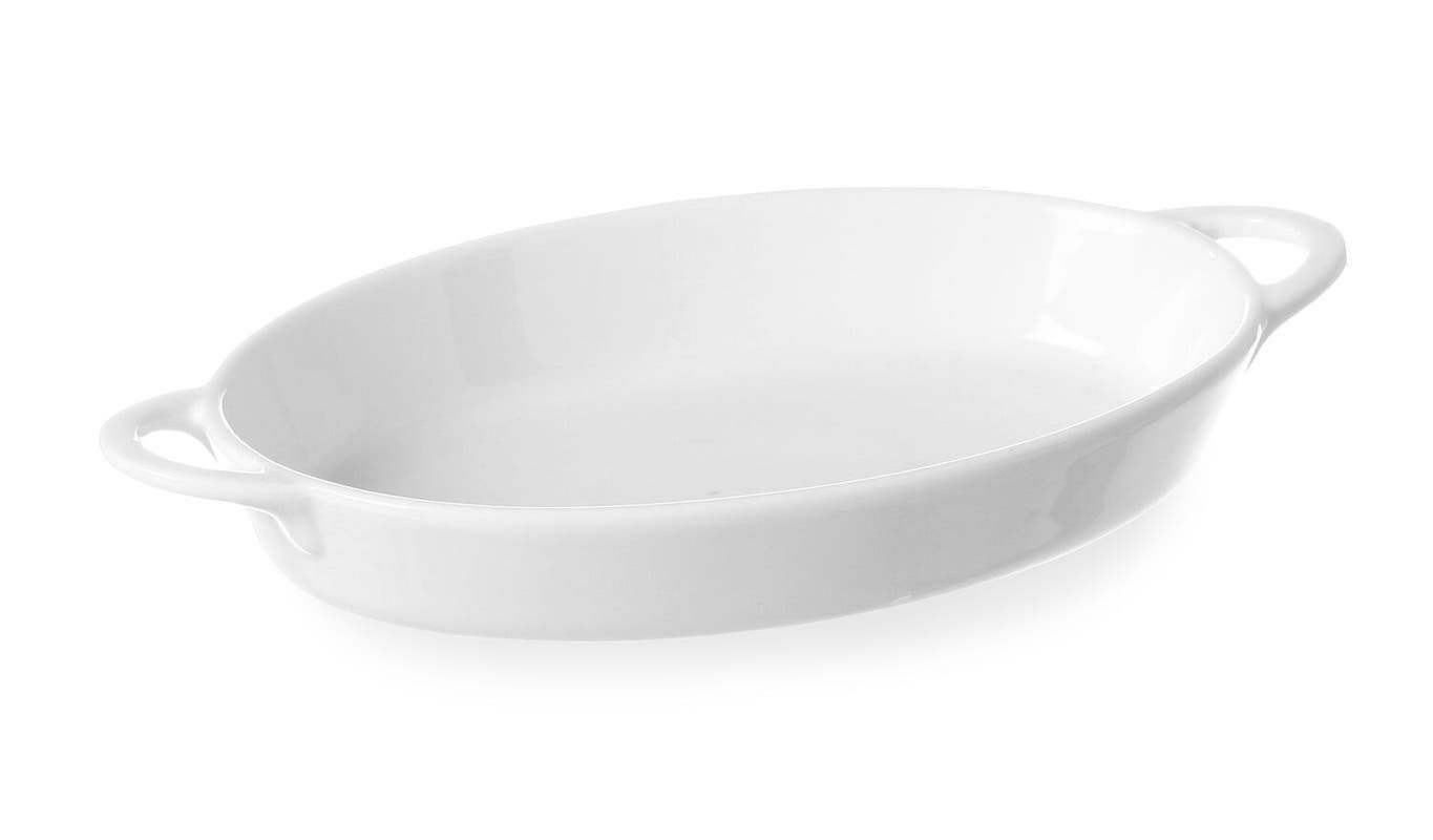 Porzellan Ofenform mit Ohrengriffen | oval | verschiedene Größen | 6 stk., Maße: 200x107x30mm