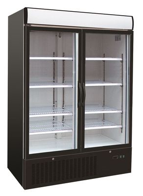 Getränkekühlschrank mit Leuchtaufsatz und 2 Klapptüren | Schwarz Getränkekühlschrank mit Leuchtaufsatz und 2 Klapptüren | Schwarz