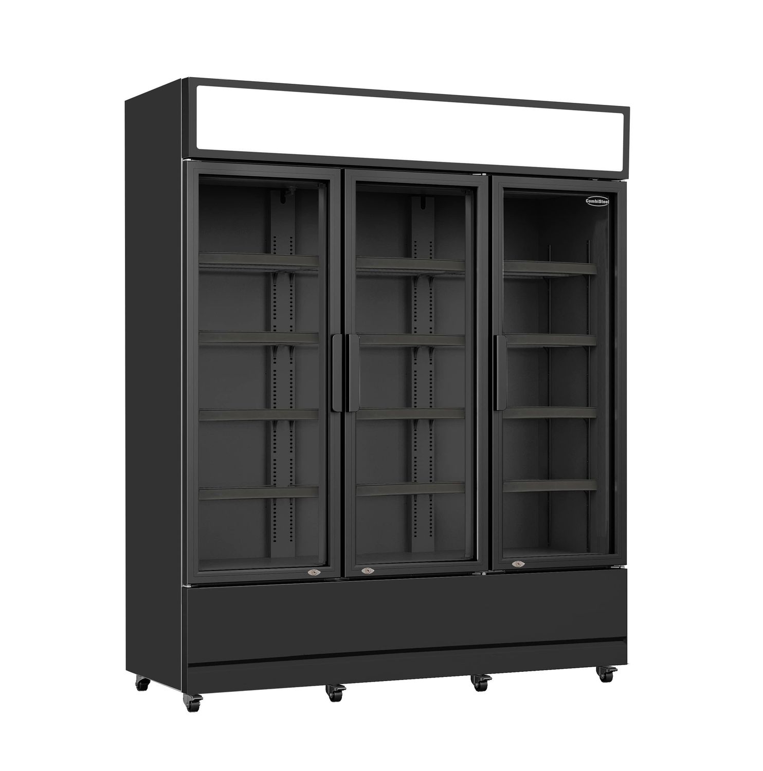 Gewerbekühlschrank mit 3 Glastüren & 1065 Liter | schwarz