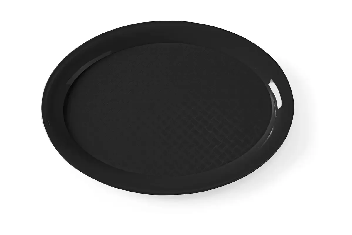 Fast-Food-Tablett, oval, Polypropylen | Schwarz, 265x195mm