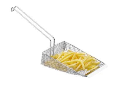 Frittierschaufel | mit langem Drahtgriff | doppelmaschig Frittierschaufel | mit langem Drahtgriff | doppelmaschig