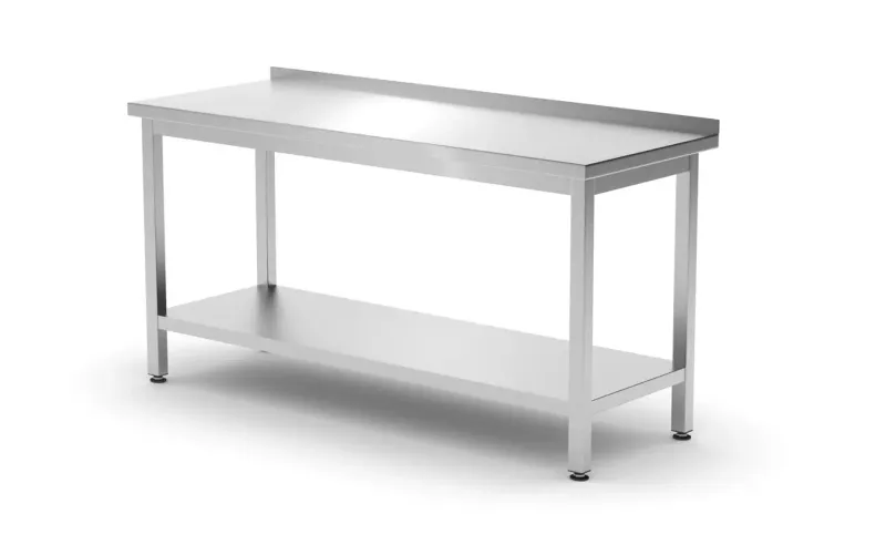 Wandtisch mit Spritzschutz und Bodenablage tiefe 700mm Wandtisch mit Spritzschutz und Bodenablage tiefe 700mm
