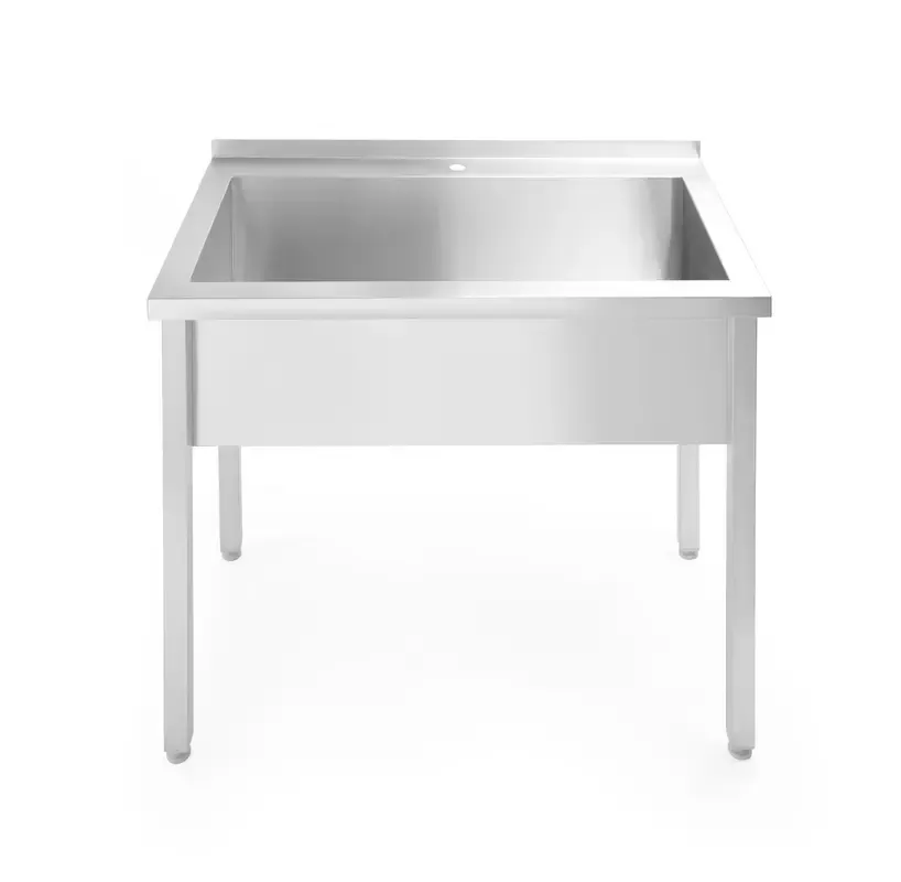Edelstahl Tisch mit Einzelwaschbecken- ohne Splashback