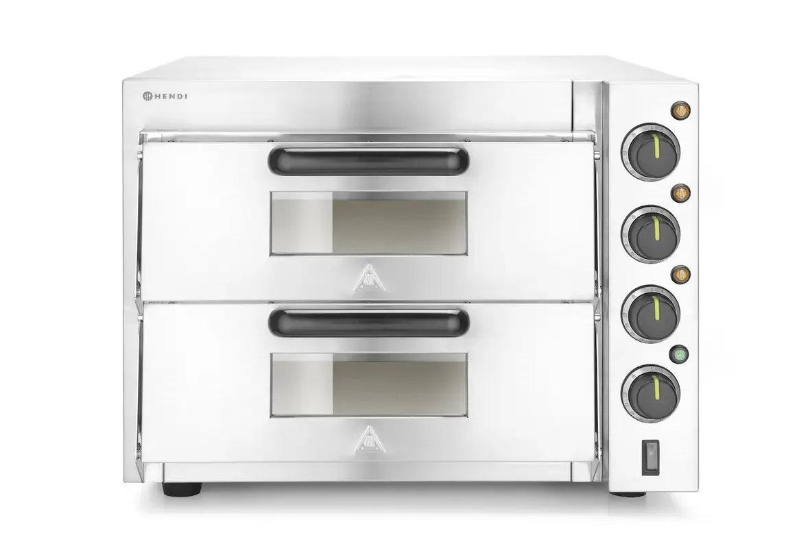 Doppeldeck-Pizzaofen – 3000 W, Edelstahl