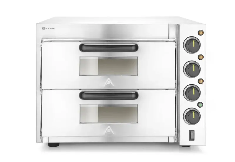 Doppeldeck-Pizzaofen – 3000 W, Edelstahl Doppeldeck-Pizzaofen – 3000 W, Edelstahl