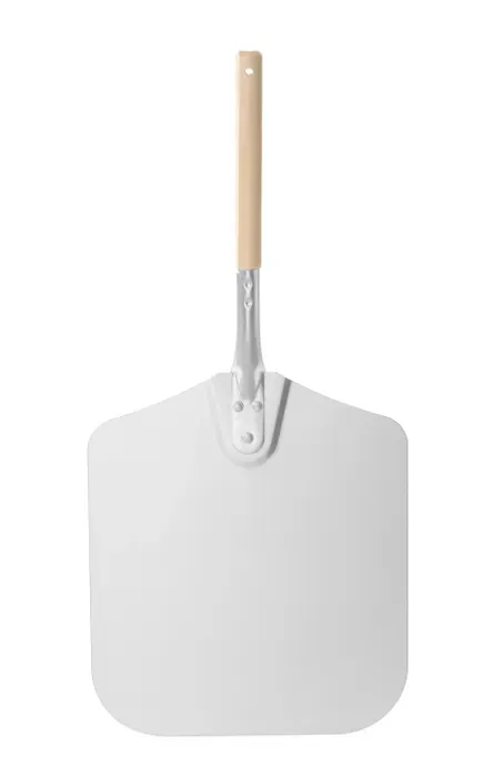 Pizzaschaufel - eckig, gelocht, kurzer Griff, Masse: 305x660